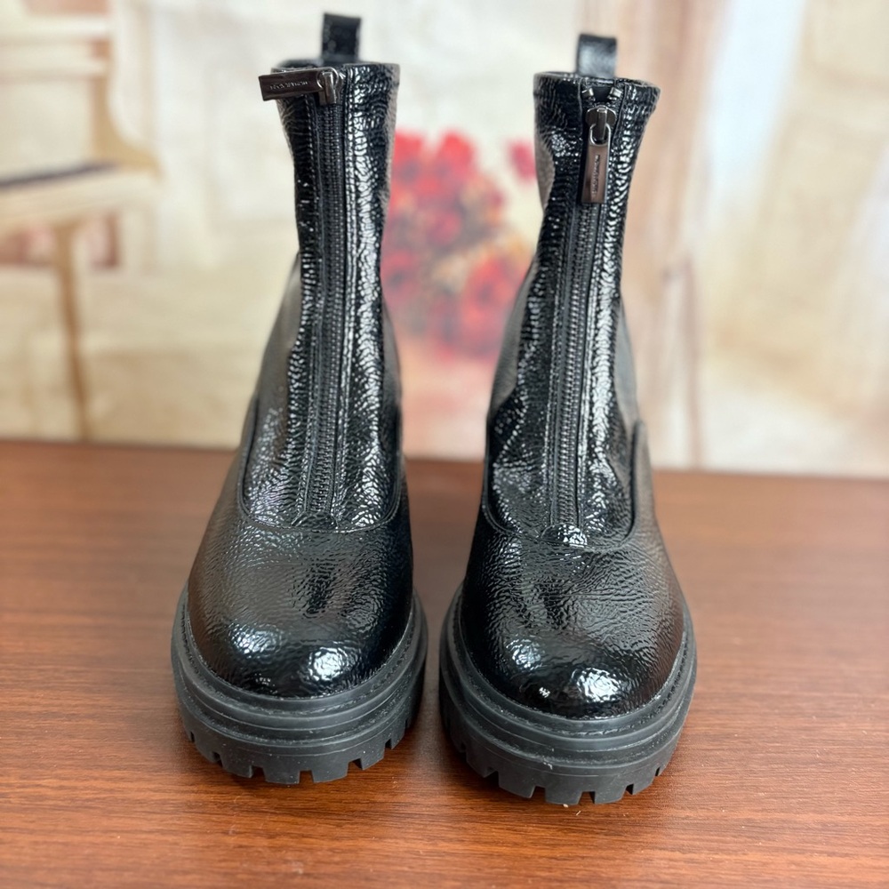 NEW Michael Kors Cyrus booties in black patent leather - Picture 3 of 12